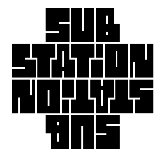 SUBSTATION in mirrored black block lettering.