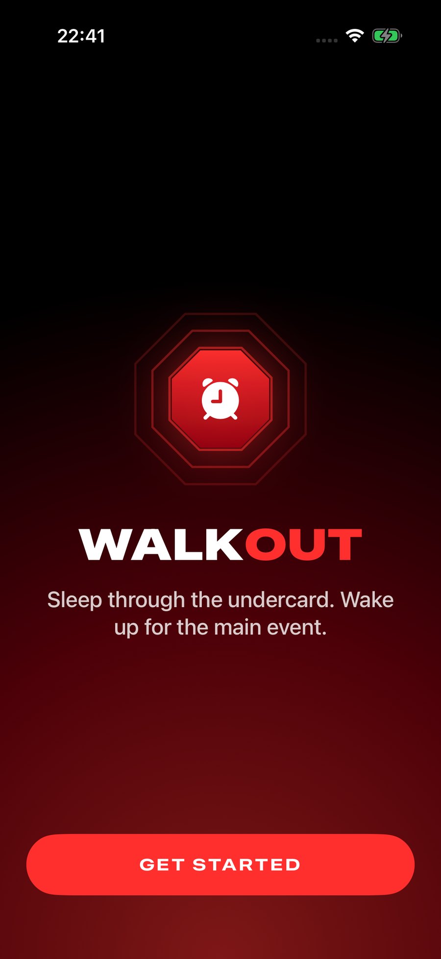 The Walkout welcome screen: sleep through the undercard, wake up for the main event.